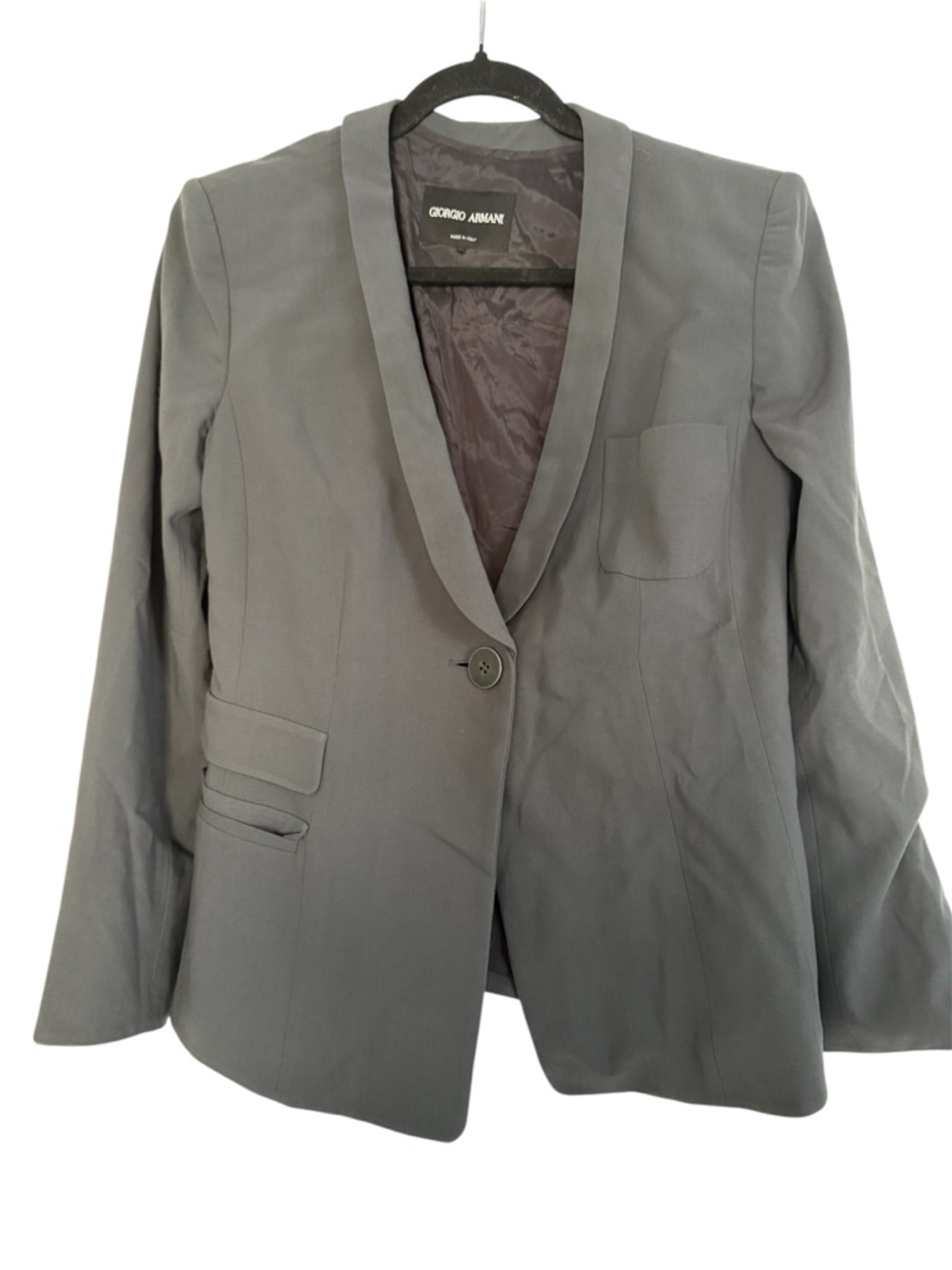 Giorgio Armani Gray Single-Button Shawl Collar Blazer